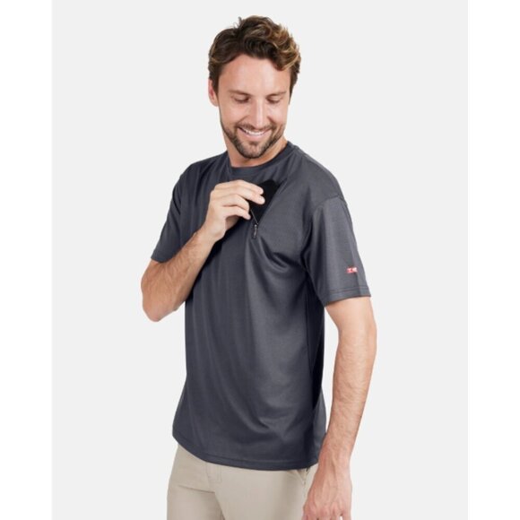 SCOTTeVEST Shirt Mens Size Large Charcoal Gray Performance Short Sleeve Pockets - Picture 3 of 16